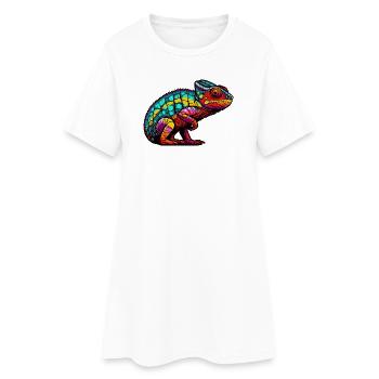 Chamäleon Tier - Frauen T-Shirt-Kleid - Weiß - Vorne