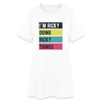Je suis Ricky qui fait des choses de Ricky Couleurs rétro - Robe T-shirt Femme - blanc - Devant
