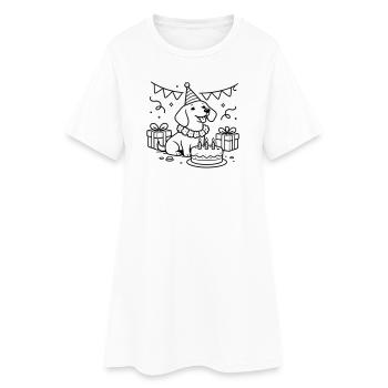 Birthday Dachshund Cake Kids - Women’s T-Shirt Dress - white - Front