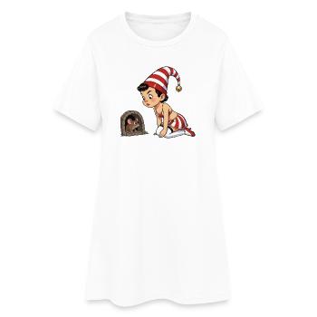 Fille lutin au trou de souris - Robe T-shirt Femme - blanc - Devant