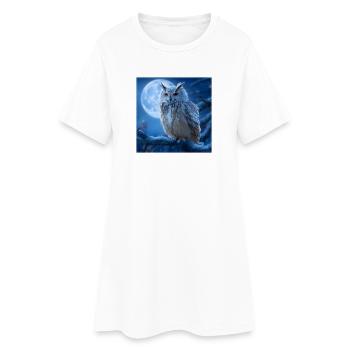 La chouette blanche sous la pleine lune : Nuit d’hiver magique - Robe T-shirt Femme - blanc - Devant