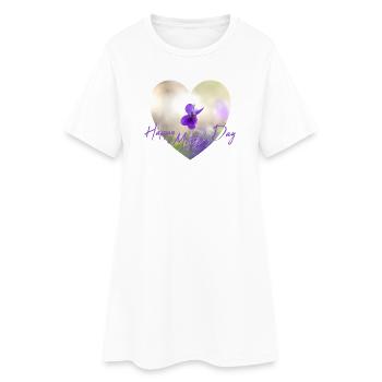 Fleurs en cœur Design de la fête des mères Fleur violette Fleur pourpre - Robe T-shirt Femme - blanc - Devant