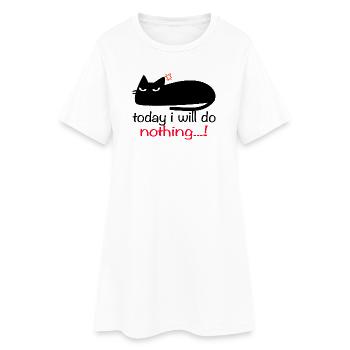 Chat drôle aujourd’hui, je ne ferai rien - Robe T-shirt Femme - blanc - Devant