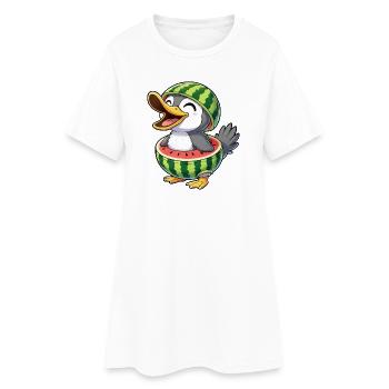Süße Cartoon Ente Pinguin Vogel Melone Sommer Freu - Frauen T-Shirt-Kleid - Weiß - Vorne