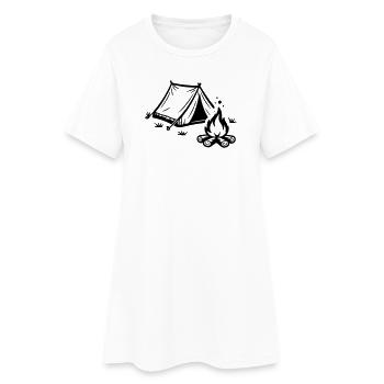 Zelt Lagerfeuer Camping - Frauen T-Shirt-Kleid - Weiß - Vorne