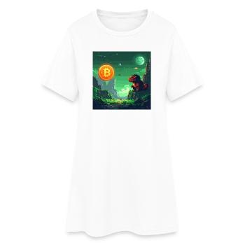 Odyssée Bitcoin dans l’espace - Robe T-shirt Femme - blanc - Devant