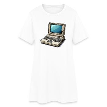 Ordinateur portable rétro Style Illustration - Robe T-shirt Femme - blanc - Devant