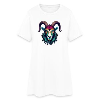 Illustration de tête de chèvre - Robe T-shirt Femme - blanc - Devant