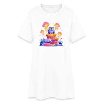 Chouette fantastique de la forêt sur champignon - Robe T-shirt Femme - blanc - Devant