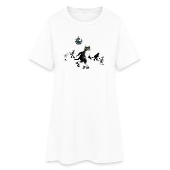 Chats patineurs à roulettes - Robe T-shirt Femme - blanc - Devant