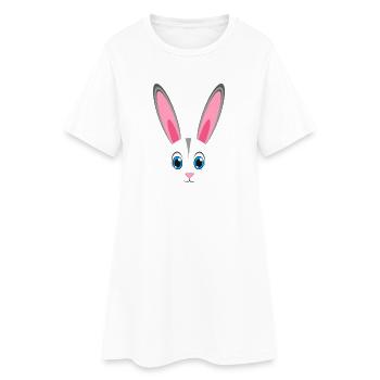 Costume paresseux de Kawaii Bunny à tête de lapin - Robe T-shirt Femme - blanc - Devant