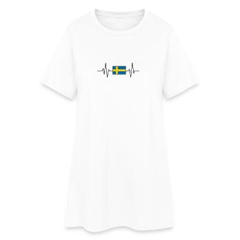 Schwedenflagge Herzschlag - Frauen T-Shirt-Kleid - Weiß - Vorne