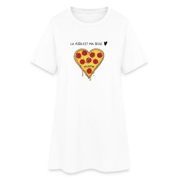 Coeur pizza Valentins - Robe T-shirt Femme - blanc - Devant