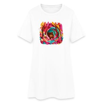 Ours dans la forêt magique des couleurs - Robe T-shirt Femme - blanc - Devant