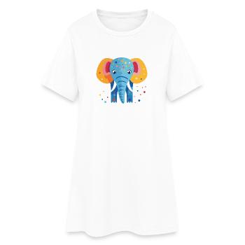 Confettis colorés d’éléphants - Robe T-shirt Femme - blanc - Devant