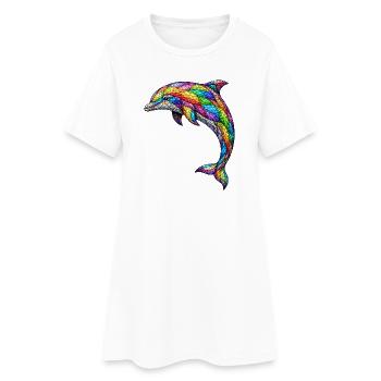 Design artistique abstrait océanique en mosaïque colorée - Robe T-shirt Femme - blanc - Devant