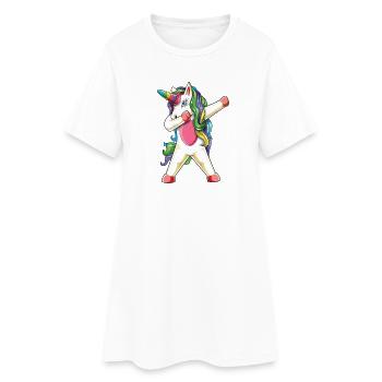 Danse magique Dab Dab de la Licorne Arc-en-ciel - Robe T-shirt Femme - blanc - Devant