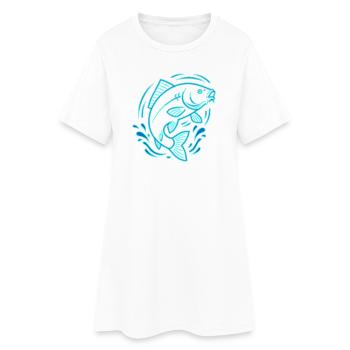 Vecteur de contour de la pêche au poisson carpe néon - Robe T-shirt Femme - blanc - Devant