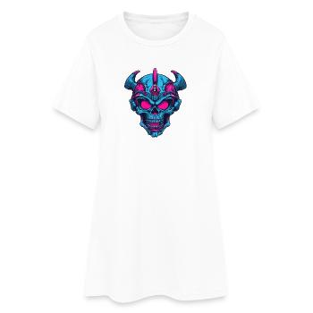 Crâne Démoniaque Néon - Robe T-shirt Femme - blanc - Devant