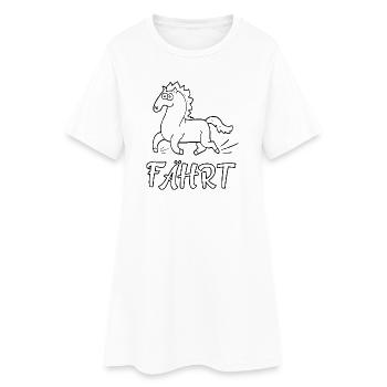 Pferd (Fährt), Pferd wie fahren - Wortwitz T-Shirt - Frauen T-Shirt-Kleid - Weiß - Vorne