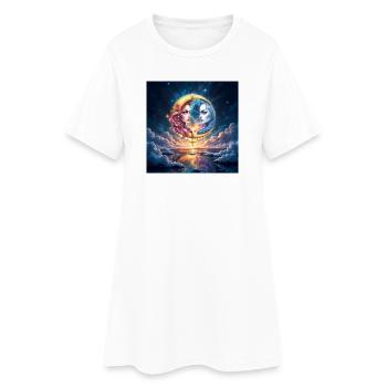 Dualité lunaire en amour - Robe T-shirt Femme - blanc - Devant