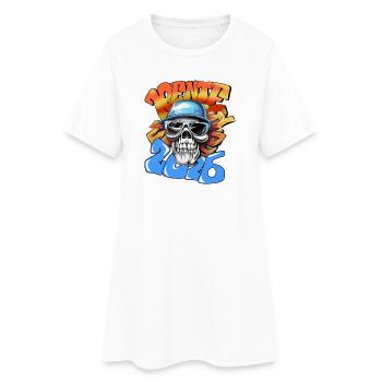 Skull Pensioner 2026 Graffiti Néon Pop Art - Robe T-shirt Femme - blanc - Devant