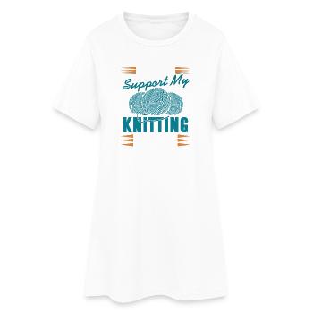 Je travaille pour soutenir ma dépendance au tricot Funny Yarn - Robe T-shirt Femme - blanc - Devant