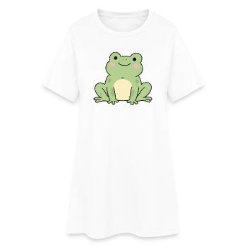 Cuddly Frog Green Charm Toad Frog Design - Women’s T-Shirt Dress - white - Front