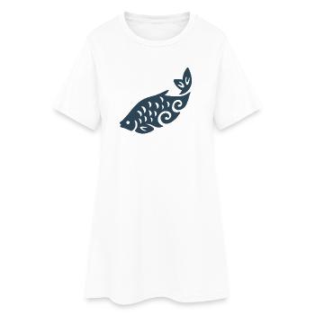 Wirbelfisch-Silhouette - Frauen T-Shirt-Kleid - Weiß - Vorne