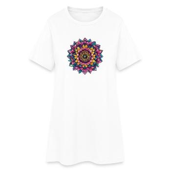 Fleurs de Mandala Vivantes - Robe T-shirt Femme - blanc - Devant