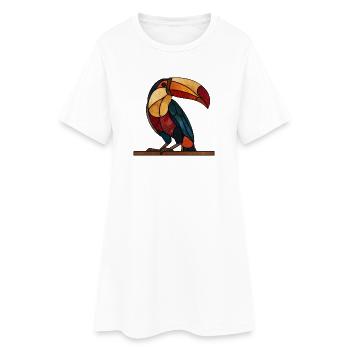 Tukan im Glasmosaik-Stil Kunstvolles Vogel Design - Frauen T-Shirt-Kleid - Weiß - Vorne