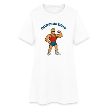 Dessin animé de gymnase de culturisme - Robe T-shirt Femme - blanc - Devant