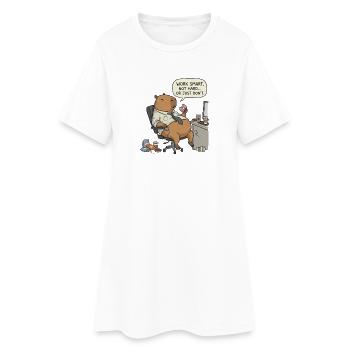 Castor capybara au travail : paresseux au lieu de travailler - Robe T-shirt Femme - blanc - Devant