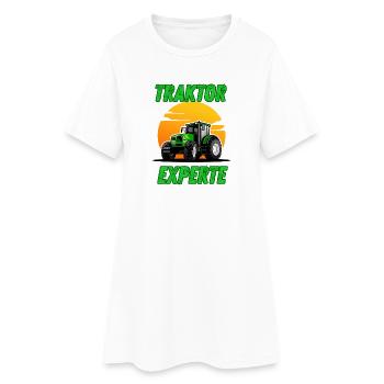 Traktor Experte - Frauen T-Shirt-Kleid - Weiß - Vorne
