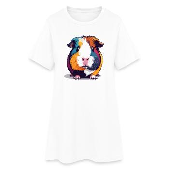 Colorful Guinea Pig Pop Art Illustration - Women’s T-Shirt Dress - white - Front