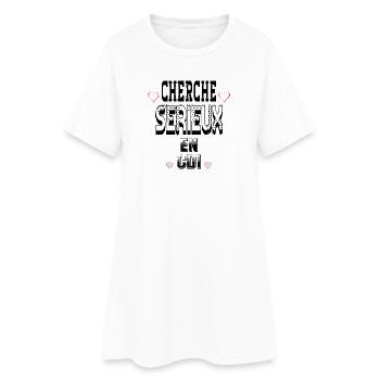 Cherche Sérieux en CDI - Robe T-shirt Femme - blanc - Devant