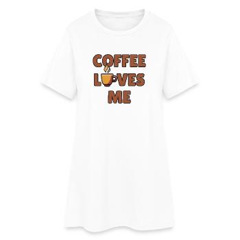 Coffee Loves Me - Coffee Humor - Coffee Lover - Women’s T-Shirt Dress - white - Front