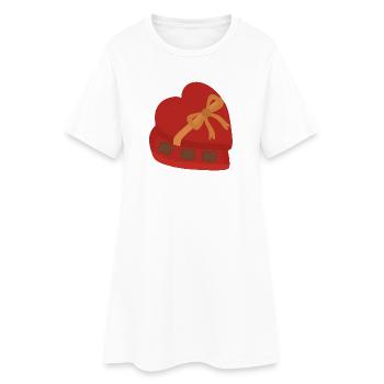 Herz-Schokoladenschachtel mit goldenem Band - Frauen T-Shirt-Kleid - Weiß - Vorne