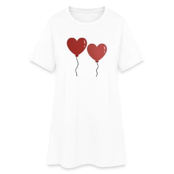 Ballons Cœurs Jumeaux - Robe T-shirt Femme - blanc - Devant