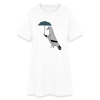 Pigeon with Umbrella – Illustration minimaliste urbaine - Robe T-shirt Femme - blanc - Devant