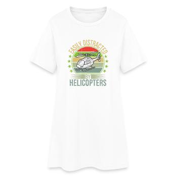 Facilement distraite par les hélicoptères - Robe T-shirt Femme - blanc - Devant