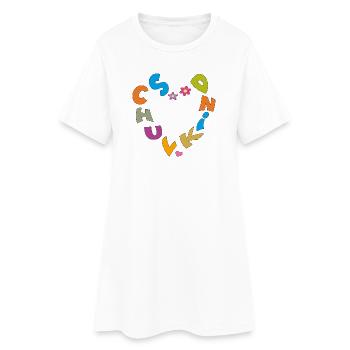 Schulkind mit bunten Buchstaben Herz und Blumen - Frauen T-Shirt-Kleid - Weiß - Vorne