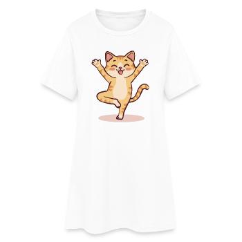 Dessin animé Yoga Cat | Mignonne posture du chat méditant - Robe T-shirt Femme - blanc - Devant