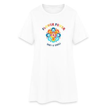 Flower Power Farbblüte Design - Frauen T-Shirt-Kleid - Weiß - Vorne
