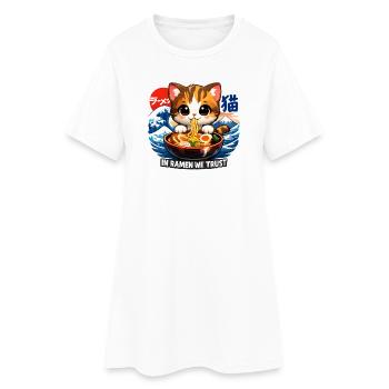 On a confiance en un chat dans le ramen - Robe T-shirt Femme - blanc - Devant