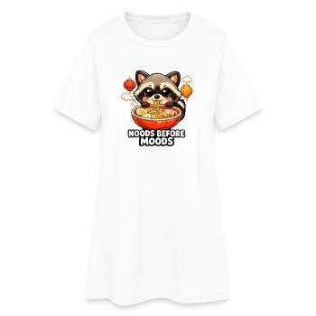 Ramen Noods Before Moods Raccoon - Women’s T-Shirt Dress - white - Front
