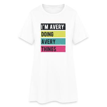 Ich mache Avery Things Retro-Farben - Frauen T-Shirt-Kleid - Weiß - Vorne