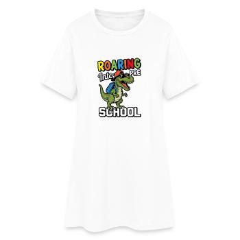 Rugir dans le dinosaure maternel : retour à l’école - Robe T-shirt Femme - blanc - Devant
