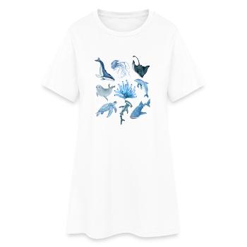 Animaux de l’océan - Robe T-shirt Femme - blanc - Devant