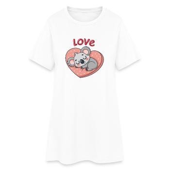 Koala d'amour sur cœur pastel - Robe T-shirt Femme - blanc - Devant